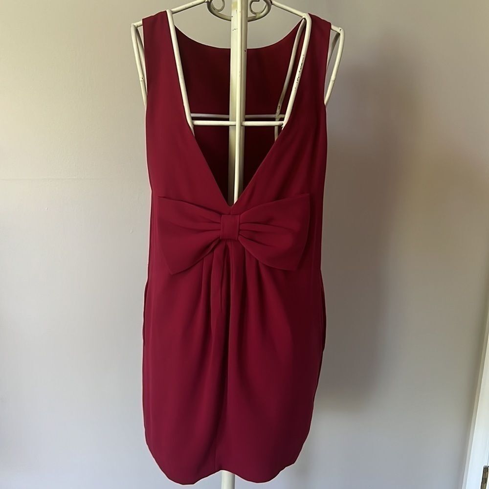 FRNCH burgundy low back bow dress